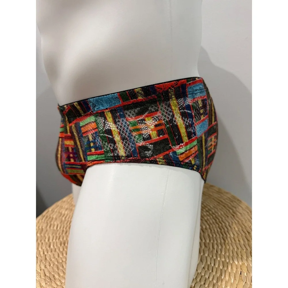 Cosabella Never Say Never Men's Micro Brief Kente Print Lace Designer Luxury L